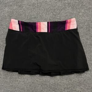 Lululemon Skirt Womens 10 Black Pink Multi Pace Setter Ruffle Running Lined
